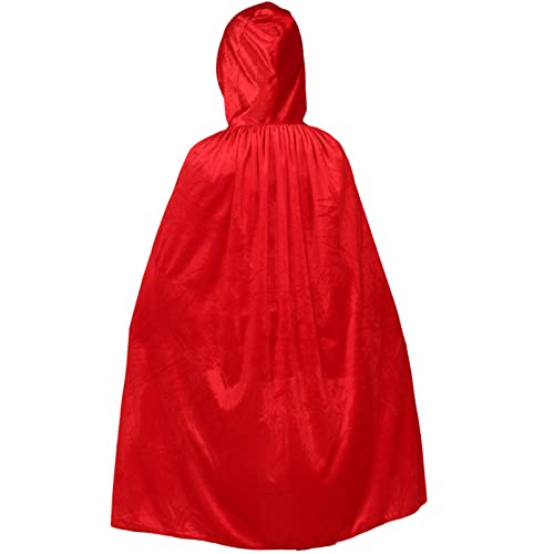 Little Red Riding Hood Cape For Women Girls, 51.1 Inch Red Velvet Hooded Cloak Kids Halloween Costumes Cape For Halloween Cosplay Party/Renaissance Festival #TOP7