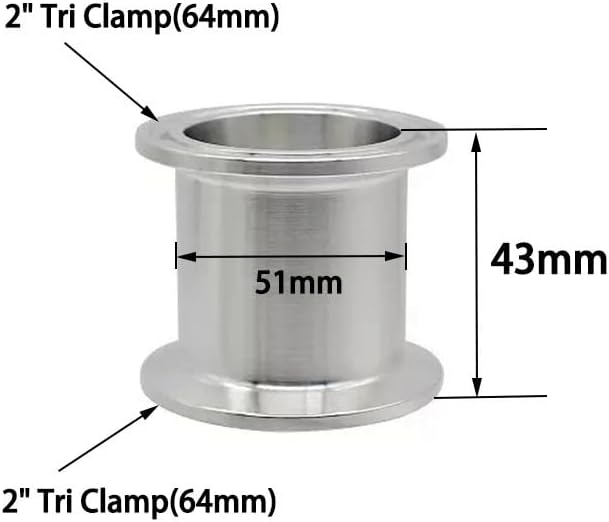 Miniatura 2 de 1PC 2Tri Clamp Spool Tube 304 Stainless Steel Pipe Fittings OD51mm, Length 43mm