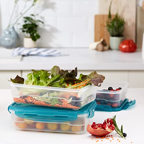 Amazon Basics Gefrierbehälter im Set, mit Deckel, luftdicht, auslaufsicher, stapelbar, für Kühlschrank/Gefriertruhe, BPA-frei, Kunststoff, mikrowellen- und spülmaschinenfest, 3 x 1.2 l, farblos – Bild 3