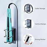 YYBO Hair Straightener Holder Wall Mount Holder for Curling Irons Styler Accessories Storage, Hairdryer holder Wall Mounted, Adhesive Hair Dryer and Straightener Stand (Black) - Image 5