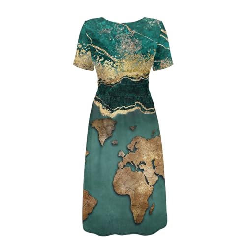 Image of Women's Summer Formal Dresses Short Sleeve Wrap V Neck Dresses Bridesmaid Wedding Guest Dress with Pockets