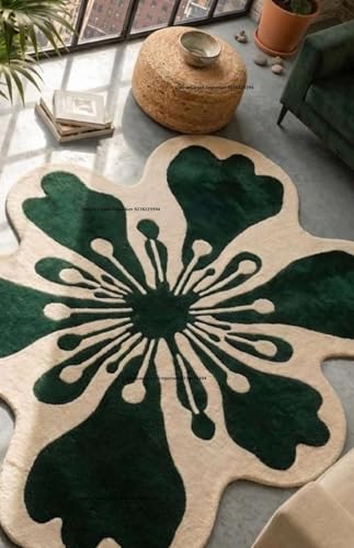 Image of Hand Tufted Irregular Area Rug 6x8 Ft Wool Carpet for Bedroom Living Room Modern Artistic Floor Cover Soft Luxury Contemporary Home Decor Accent