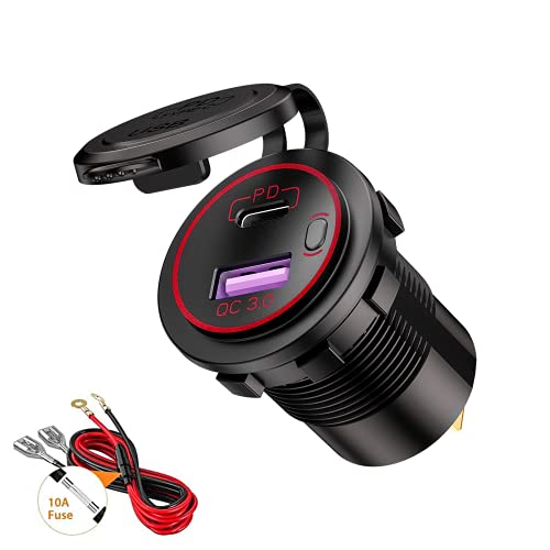 Thlevel Toma USB Cargador Coche Cargador Rapido Coche Toma USB 12V Rojo