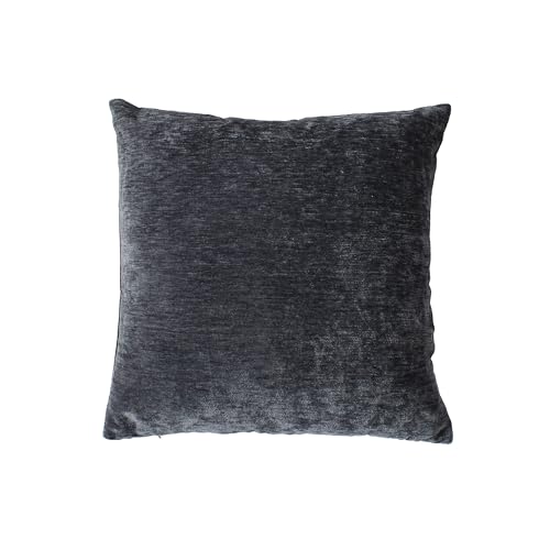 ED ENJOY HOME Coussin Carré Déhoussable 40x40 cm – Velours Tramé Gris foncé, 100% Polyester – Collection Velvet, Housse Lavable – Décoration Salon...