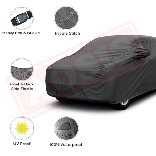 Image of AOSIS 'Waterproof' Car Cover Compatible with Maruti Suzuki Ciaz 2014-2025 Year Model 300 GSM Uly Coated Thick Fabric 4X4, Adjustable Belt Buckle, Elastic Grip