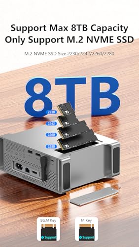 Image of INICIO Mac mini M4 9 in 1 Stand Hub with M.2 Nvme SSD Enclosure, 4K HDMI, 2 USB 3.2 10Gbps, USB 2.0, SD /TF Card Slots, Support Size 2230 /2242 /2260 /2280 for Mac mini M4 / M4 Pro (SSD NOT Included)