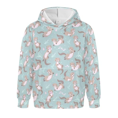 JHKKU Boys Girls Hoodies Cute Otters Fashion Little Kids Pullover Sweatshirts Hooded, 5T