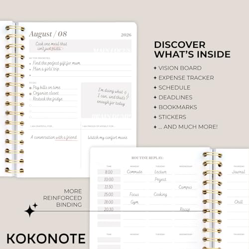 Kokonote Academic Diary 2026-2027 Week to View - Rose Nude | Academic Planner 2026-2027, Mid Year Diary 2026 2027, Weekly Planner | Aesthetic Stationery Gifts