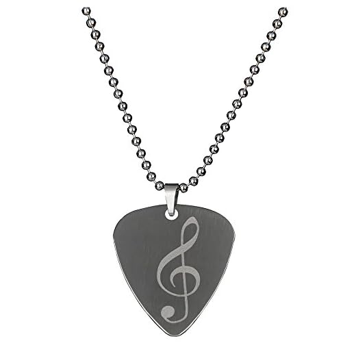 PUNK - Collar con púa de acero inoxidable para bajo eléctrico, diseño creativo, Music note