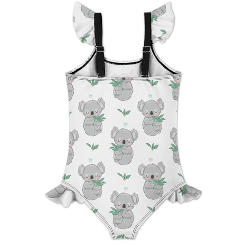 Image of Girls One Piece Swimsuit Lovely Cute Animals Ruffles Swimwear Bathing Suits 3-12 Years