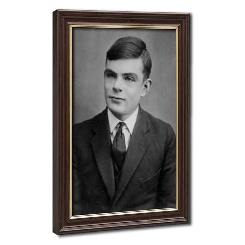 Toile portrait d'Alan Turing de qualité supérieure avec cadre en bois WCYB
