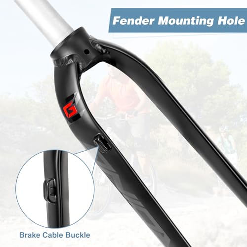 MEGHNA Bike Rigid Front Fork Aluminium Alloy Lightweight Universal for 26/27/5/29" Mountain Bike Disc Brake 28.6mm Threadless Straight Bicycle Front Fork