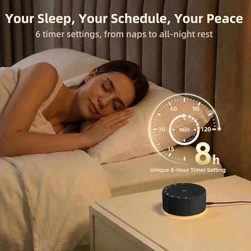 Image of Kipcush White Noise Machine for Baby & Adults, 30 Soothing Sounds, Soft Non-Glare Nursery Lamp, 8 Color Night Lights, Memory Function (Angel V2 Black, Standard)