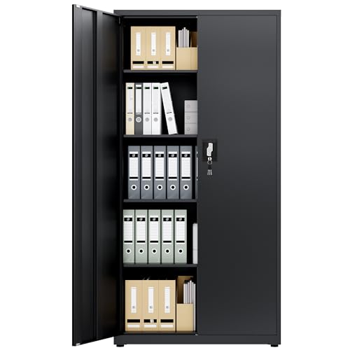 LAND·VOI Stahlschrank 5 Ebenen mit Schloss verstellbare Einlegeböden Doppeltüren Aktenschrank Werkzâ€¦ – Miniatur