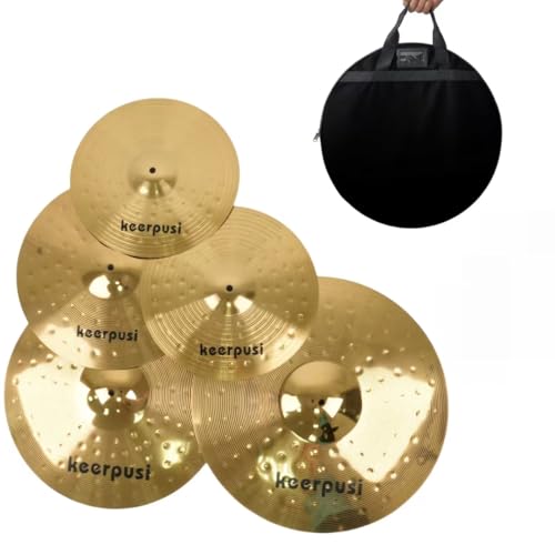 Keerpusi Cymbal Pack Alloy Cymbals Drum Cymbal Set 14'/16'/18'/20' Plus Free Cymbal Bag 5 Pieces...