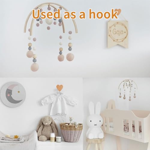 MOROBOR 6PS Heart Shaped Wooden Knobs Single Hole Beech Wood Handles Wood Cupboard Cabinet Handles Knobs for Chest of Drawers with Screws& Expansion Tube - Image 4