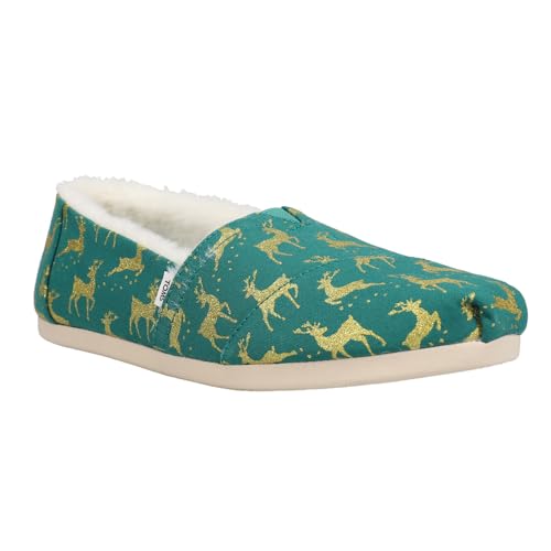 TOMS Womens Alpargata Graphic Cozy Slip On Flats Casual - Green2
