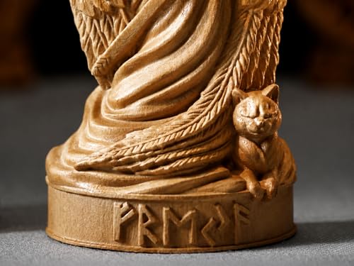 Estatua Freya Decoración Nórdica Escultura de Madera miniatura 4