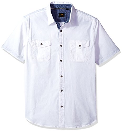 Lee Men's Cleff Shirt Plain, White, Small