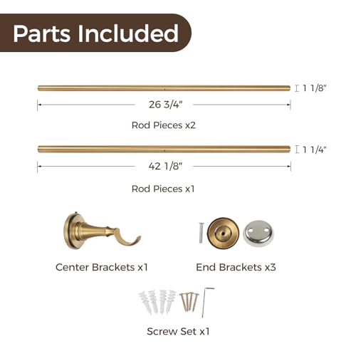 Image of TWOPAGES Burnished Brass French Return Curtain Rod 48 to 84 Inch