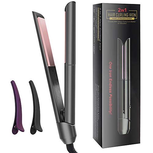 Hair Straightener, Flat Iron for Hair Styling PHIAKLE Professional 2 in 1 Curling Iron Hair Straightener for All Hair Types