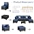 U-MAX 7 Piece Outdoor Patio Furniture Set, PE Rattan Wicker Sofa Set, Outdoor Sectional Furniture Chair Set with Navy Cushions and Tea Table, Black Rattan