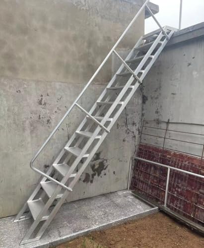 Aluminiowe składane schody strychowe z poręczą – antypoślizgowe stałe stopnie dla bezpiecznego dostępu na zewnątrz, obsługuje 300 kg