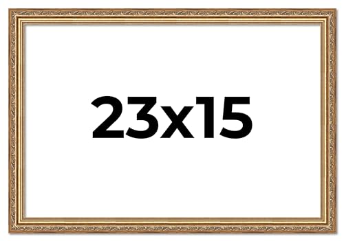 Poster Palooza 23x15 Traditional Antique Gold Complete Wood Picture Frame with UV Acrylic Plexiglass, Foam Board Backing & Hardware Included