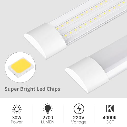 HUMIGA 2 Pack 3FT LED Batten Light, 30W Slim Profile Wide Tube Lighting for Ceiling of Indoor Home Garage Shop Office - Image 3