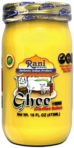 Rani Ghee Pure & Natural from Grass Fed Cows (Clarified Butter) 16oz (1lb) 454g ~ Glass Jar | Paleo & Keto Friendly | Gluten Free | Product of USA