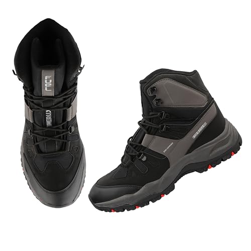 Image of FUEL Force Men's High-Ankle Boots | Rugged & Durable Synthetic Upper | Cushioned Footbed | EVA + Rubber Sole | Lace-Up Boots for Outdoor, Trekking, Hiking, Riding, Travel & Regular Use