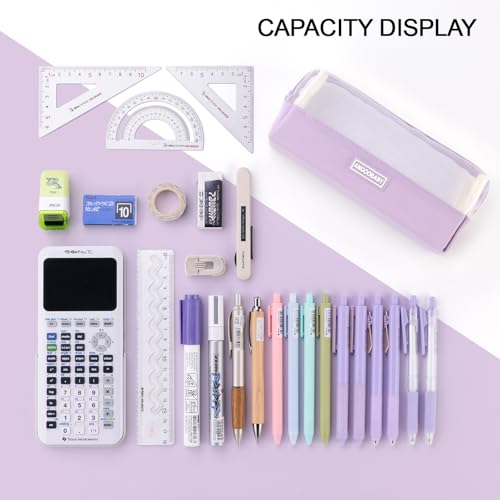 Image of ANGOOBABY Mesh Pencil Bag Clear pencil case Zipper Pouch Bags Multifunctional Pencil Holder for Students, Small Makeup Bag Suitable for Teen Girls & Boys (Violet)