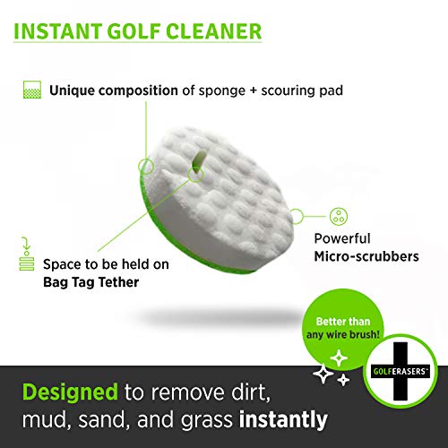 Golferasers Instant Golf Eraser, Premium Dual-Sided Sponge For Cleaning Golf Clubs, Shoes & Golf Balls, 12 Pack Refill, Bag Tether Not Included #TOP4