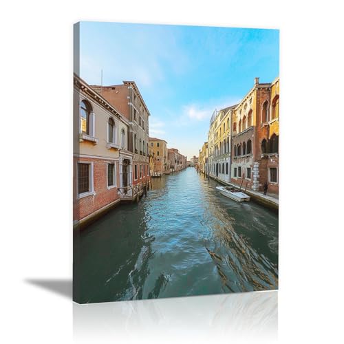 Peinture moderne de batiments rimes d'eau decoration de luxe 40x60