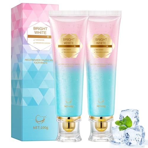 DEJIN 2Pcs Niacinamide Whitening Toothpaste - Intensive Stain Removal Gentle Formula for Teeth Whitening & Gum Care Fresh Breath Fluoride-Free 200g