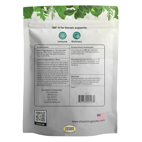 Silver Lining Herbs Equine INF-X - Supports Horse Stress Relief and Healthy Levels of Good Bacteria - Natural Support for Equine Immune System - Herbal Supplement for Equine Detoxification - 1 lb - Thumbnail 2