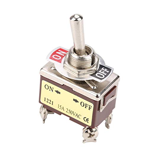 Interruptor de palanca de 2 posiciones, 5 piezas ON-OFF Interruptor de palanca de 2 posiciones 4 pines 12 mm Montaje 15A 250VAC