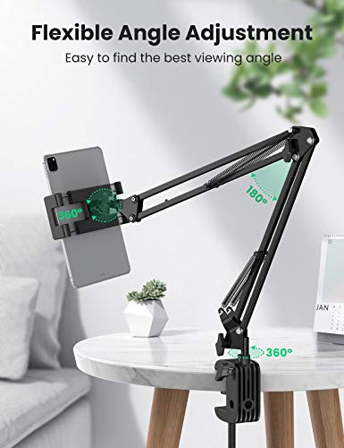 Ugreen Tablet Stand Holder For Bed Long Arm Adjustable Tablet Mount Flexible Clamp Desktop Stand Overhead Compatible For Ipad Pro 10.5,9.7, Air Mini 5 4 3 2, Iphone, E-Reader, Black #TOP2