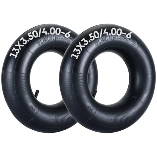 AMGSH 2 Pack 13 x 4.00-6 (4.10/3.50-6) Inner Tube Heavy Duty Inner Tube 13x3.50/4.00-6 Inner Tube with TR13 Straight Valve Stem Inner Tubes Ideal for Lawn Mowers Garden Equipment Lawn Equipment