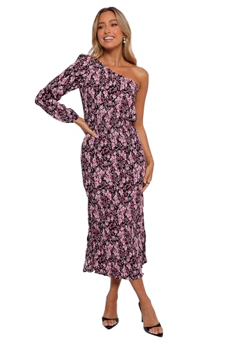 Image of Petal & Pup Women's Pontee One Shoulder Pleated Midi Dress