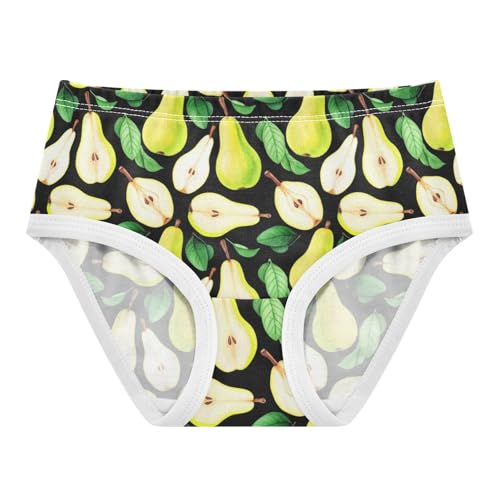 Joisal Girls Underwear Toddlers 2t Cotton Panties for Girl Fun Print Undies Kids Briefs Watercolor Pears Black Green