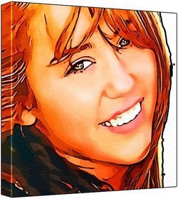 Miley Cyrus - Pop Art Print (Multicolour; White Background) 30 x 30 x 2.5 cm Medium Square Deep Box Canvas