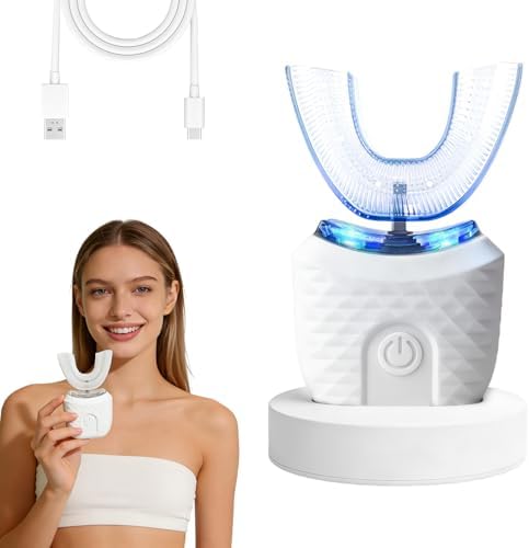 U-Shaped Sonic Toothbrush for Adults,Automatic Toothbrush 360°Silicone Cold Light Gentle Care,Portable Travel Design