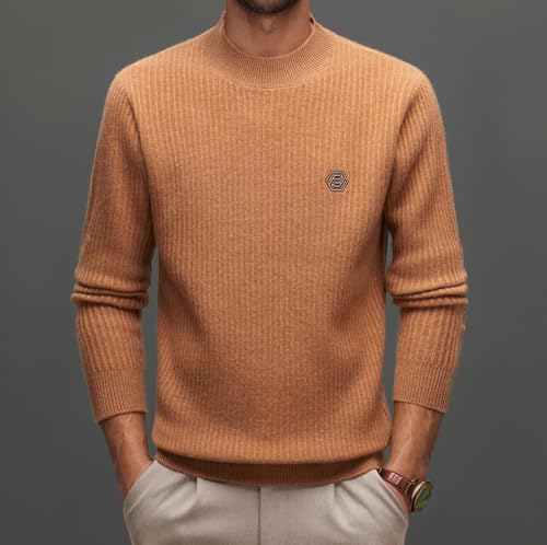Mens 100% Wool Mock Turtleneck Sweater Fashionable and Casual Basic Pullover Winter Wool Sweater2