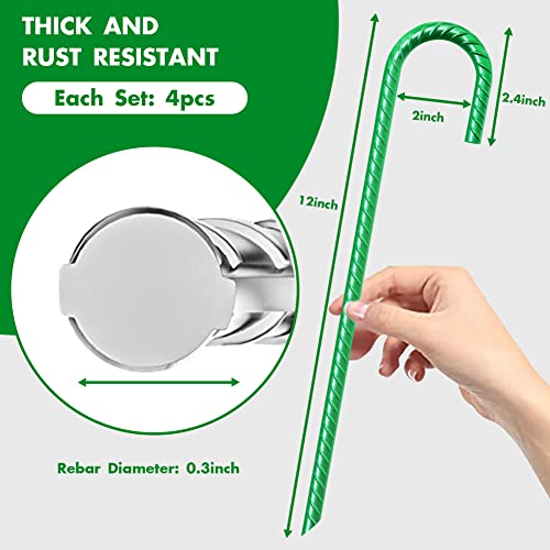 Image of Eurmax USA 4 Pack Rebar J-Shape Groud Stakes, Heavy Duty Ground Anchors, Windproof Anti-Flip Metal Tent Pegs for Trampoline,Soccer Goals, Fences and Outdoor Playsets