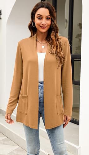 Image of Newchoice Womens Lightweight Long Sleeve Cardigans with Pockets Summer Casual Open Front Sweater Cardigan Duster