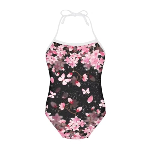 Image of One Piece Swimsuit for Girls Beach Bathing Suit Halter Straps Sports Swimwear for 1-10 Year Toddler Kids