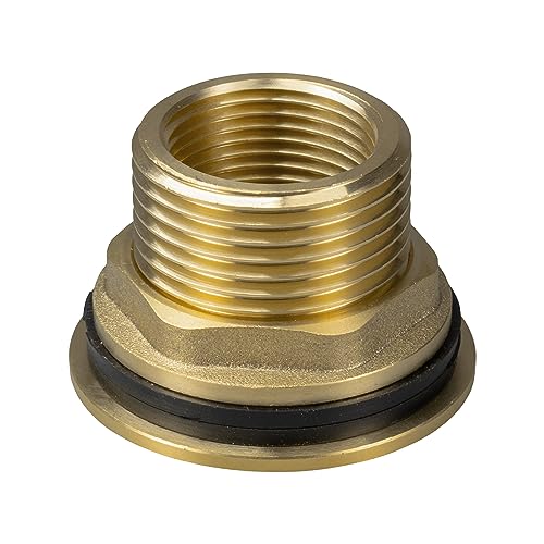 Solid brass water butt/rain barrel/tank threaded outlet adaptor/connector with 2 washers and nut,range of tap options (3/4 adaptor ONLY)