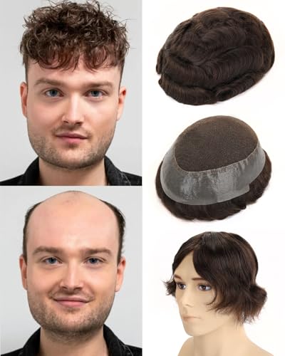 BEEOS Australia Toupee Hair for Men, 8x10 Inch Lace Top with Thin Skin Around Base Mens Indian Remy...