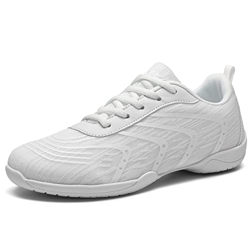Cheer Shoes White Womens Cheerleading Shoes Youth Girls Athletic Training Breathable Lightweight Competition Comfortable Sneakers Size4